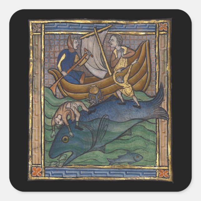 Mediaeval Bestiary Whale c. 1270 Square Sticker (Front)