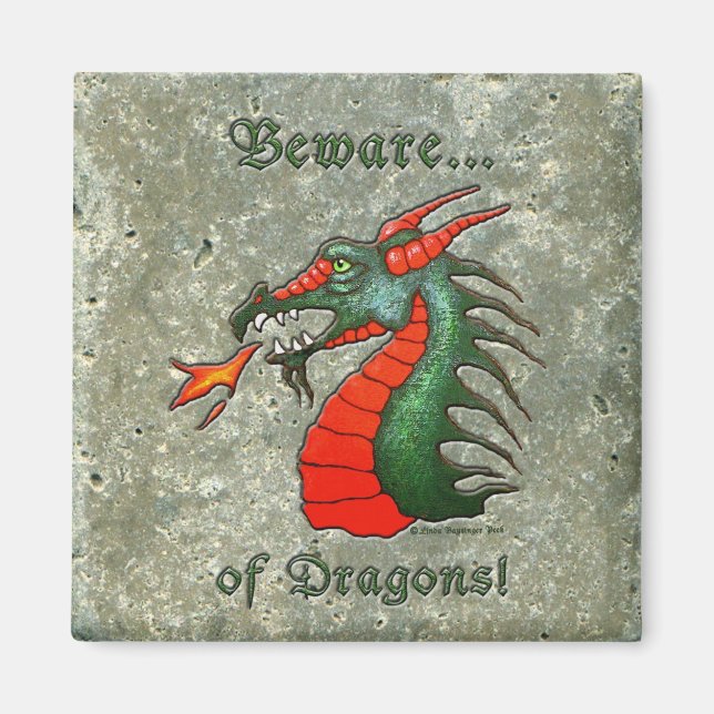 Mediaeval Beware Dragons Magnet (Front)