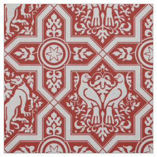 Mediaeval Birds and Hounds Interlace Fabric