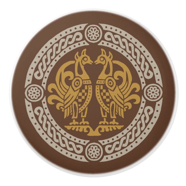 Mediaeval Birds Ceramic Knob (Front)