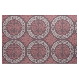 Mediaeval Birds, Cranberry Red Fabric