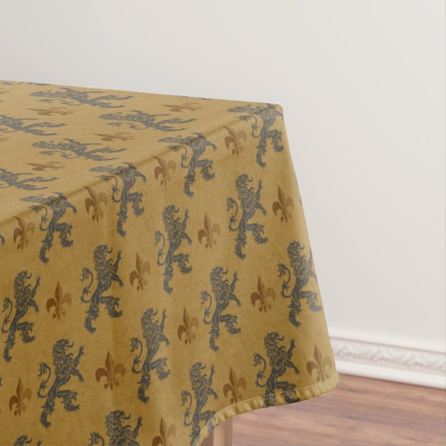 Mediaeval Black Lions With Fleurs de Lis Tablecloth (In Situ)