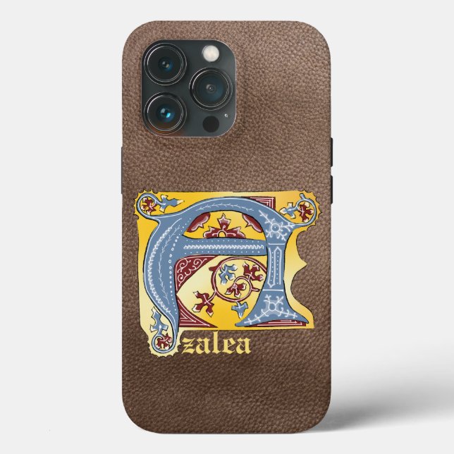 Mediaeval Blue and Red Ivy Illuminated Letter A Case-Mate iPhone Case (Back)