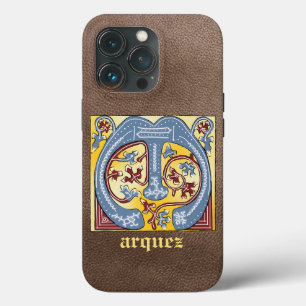 Mediaeval Blue and Red Ivy Illuminated Letter M iPhone 13 Pro Case