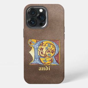 Mediaeval Blue and Red Ivy Illuminated Letter R iPhone 13 Pro Case