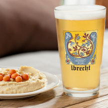 Mediaeval Blue and Red Ivy Illuminated Letter U