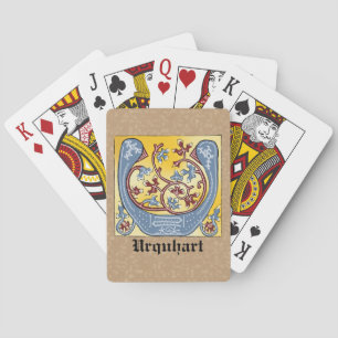 Mediaeval Blue and Red Ivy Illuminated Letter U Playing Cards