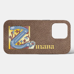Mediaeval Blue and Red Ivy Illuminated Letter Z iPhone 13 Pro Case