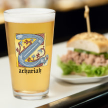 Mediaeval Blue and Red Ivy Illuminated Letter Z