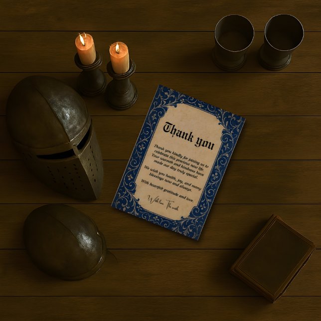 Mediaeval Blue Ornamental Thanks Card (Creator Uploaded)