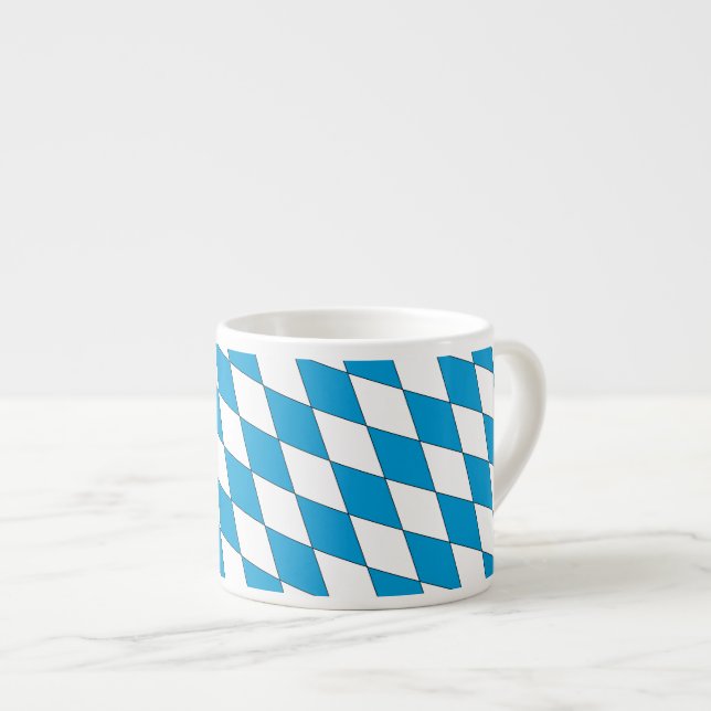 Mediaeval Blue White Bavaria Diamond Shape Pattern Espresso Cup (Front Right)