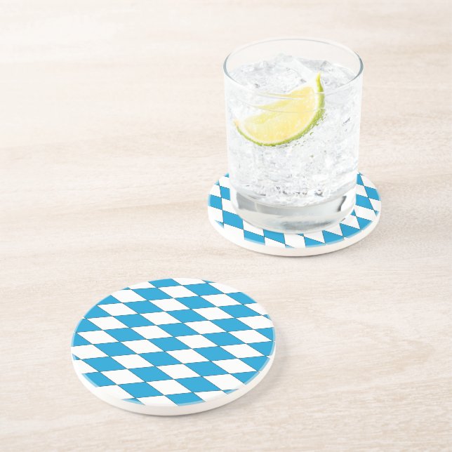 Mediaeval Blue White Bavaria Diamond Shapes Patter Coaster (Side)