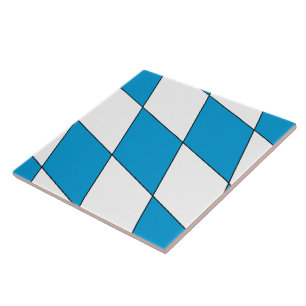 Mediaeval Blue White Bavaria Lozenges Pattern Ceramic Tile