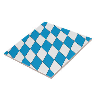 Mediaeval Blue White Bavaria Lozenges Pattern Ceramic Tile