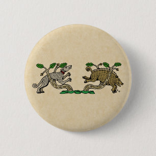 Mediaeval Boar Hunt 6 Cm Round Badge