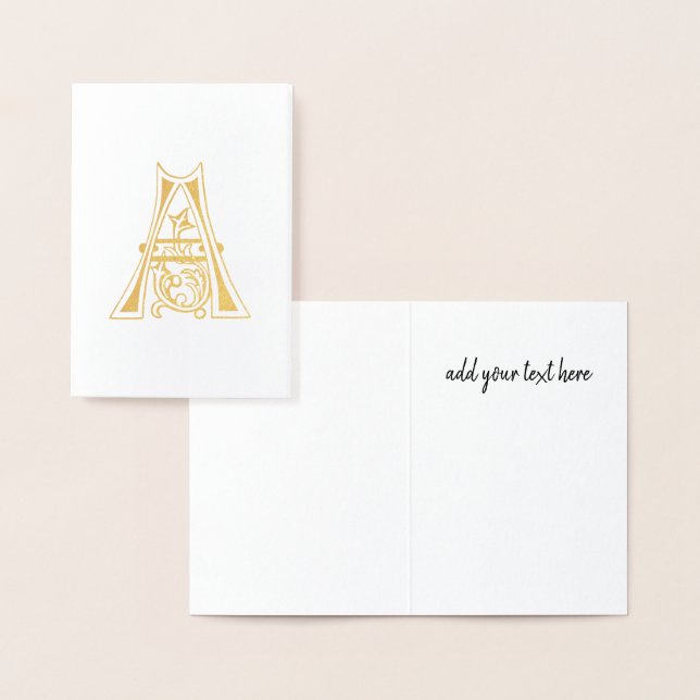 Mediaeval Botanical Decorative Capital A Foil Card (Display)