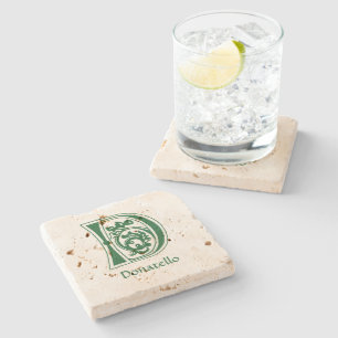 Mediaeval Botanical Decorative Capital D Stone Coaster
