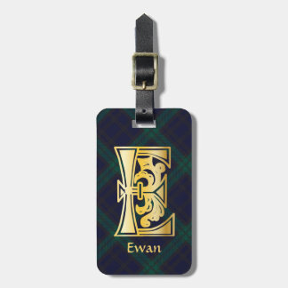 Mediaeval Botanical Decorative Capital E Luggage Tag