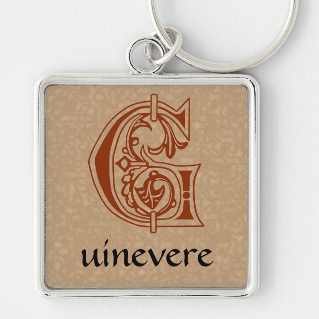 Mediaeval Botanical Decorative Capital G Key Ring (Front)