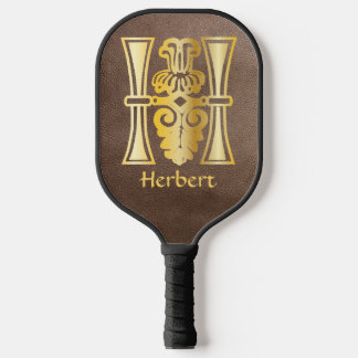 Mediaeval Botanical Decorative Capital H Pickleball Paddle