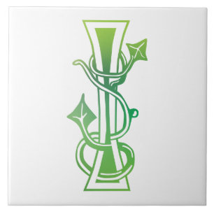 Mediaeval Botanical Decorative Capital I Ceramic Tile