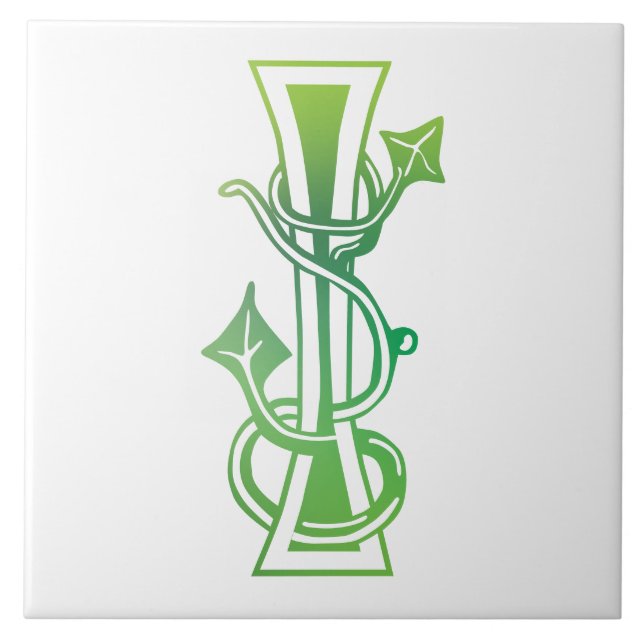 Mediaeval Botanical Decorative Capital I Ceramic Tile (Front)