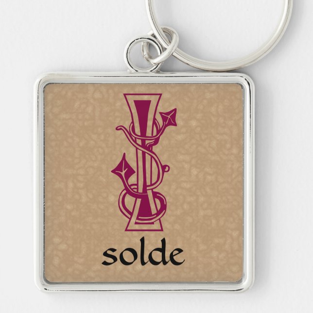 Mediaeval Botanical Decorative Capital I Key Ring (Front)