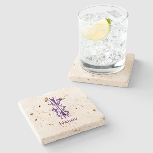 Mediaeval Botanical Decorative Capital I Stone Coaster (Side)