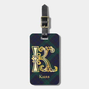 Mediaeval Botanical Decorative Capital K Luggage Tag