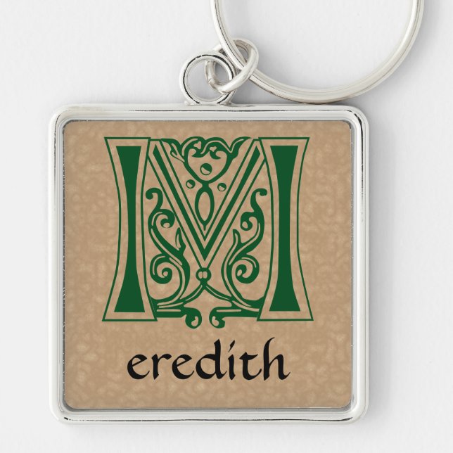 Mediaeval Botanical Decorative Capital M Key Ring (Front)