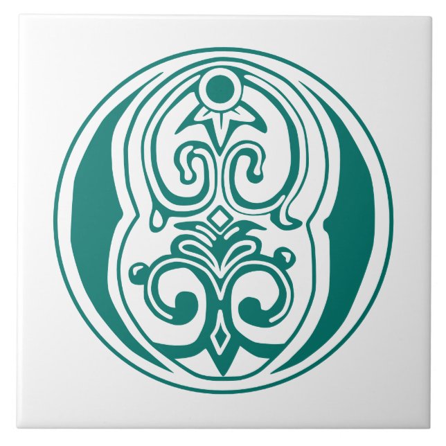 Mediaeval Botanical Decorative Capital O Ceramic Tile (Front)