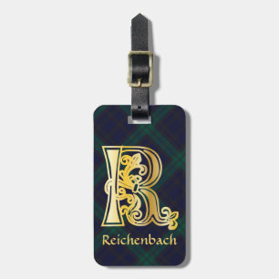 Mediaeval Botanical Decorative Capital R Luggage Tag