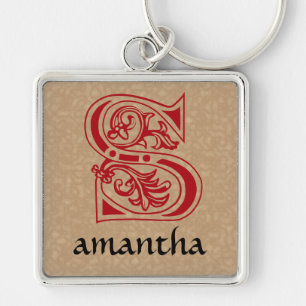 Mediaeval Botanical Decorative Capital S Key Ring