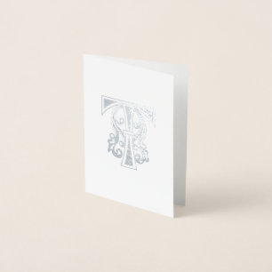 Mediaeval Botanical Decorative Capital T Foil Card