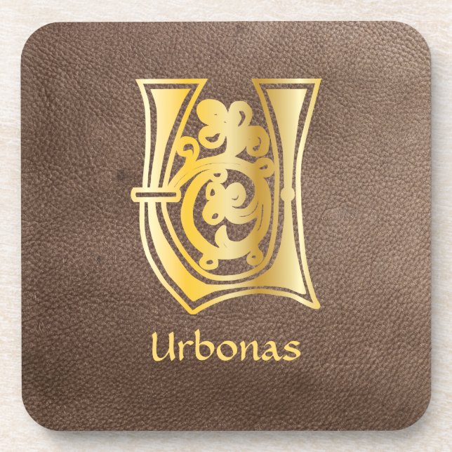 Mediaeval Botanical Decorative Capital U Coaster (Front)