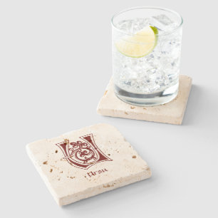 Mediaeval Botanical Decorative Capital U Stone Coaster