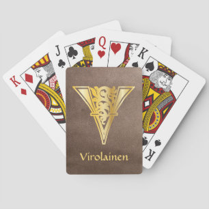 Mediaeval Botanical Decorative Capital V Playing Cards