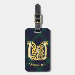Mediaeval Botanical Decorative Capital W Luggage Tag