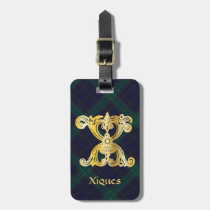 Mediaeval Botanical Decorative Capital X Luggage Tag