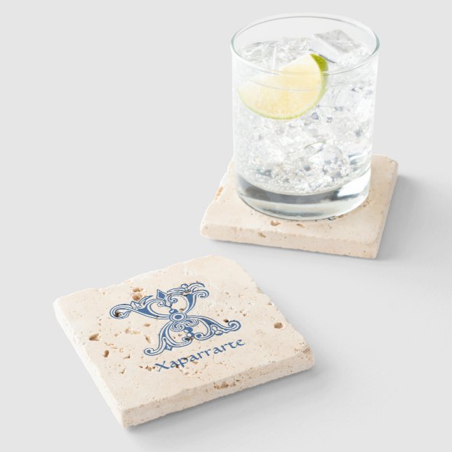 Mediaeval Botanical Decorative Capital X Stone Coaster (Side)