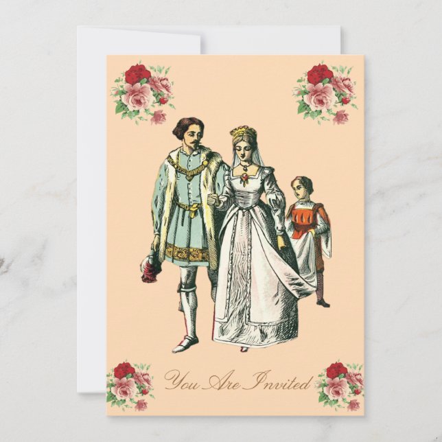 Mediaeval Bride And Groom Wedding Invites (Front)
