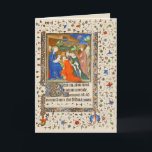 Mediaeval ca. 1420 Nativity Christmas Holiday Card<br><div class="desc">This is a digitally enhanced print of an antique mediaeval 1415 to 1420 illuminated miniature of the Christmas Nativity and the Adoration of the Magi. You can easily customise the background colour and personalise the text with this template.</div>