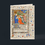 Mediaeval ca. 1420 Nativity Christmas Holiday Card<br><div class="desc">This is a digitally enhanced print of an antique mediaeval 1415 to 1420 illuminated miniature of the Christmas Nativity and the Adoration of the Magi. You can easily customise the background colour and personalise the text with this template.</div>