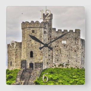 Mediaeval Cardiff Castle Inner Keep, Wales, UK Square Wall Clock