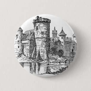 Mediaeval Castle 6 Cm Round Badge