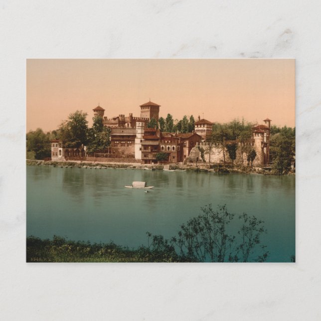 Mediaeval Castle and Market Town, Turin, Italy Postcard (Front)