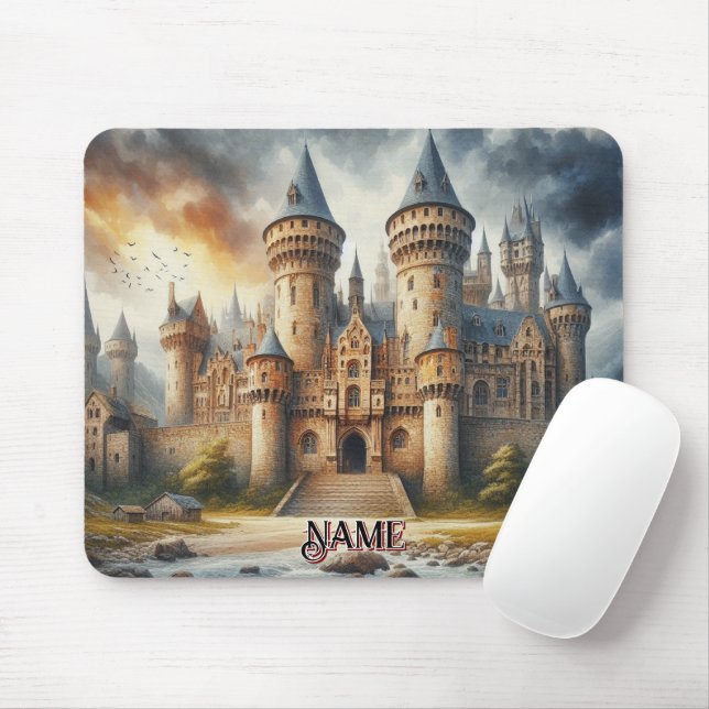 Mediaeval Castle at Sunset with Atmospheric Skies Mouse Pad (With Mouse)