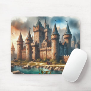 Mediaeval Castle by a Tranquil River at Sunset Mouse Pad
