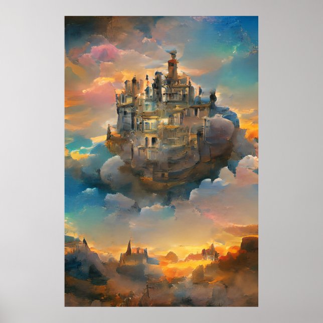 Mediaeval Castle, Fantasy Kingdom, Castle In sky Poster (Front)