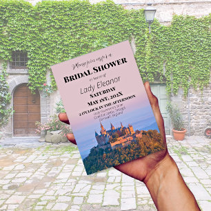 Mediaeval Castle Fantasy Pink Bridal Shower Invitation